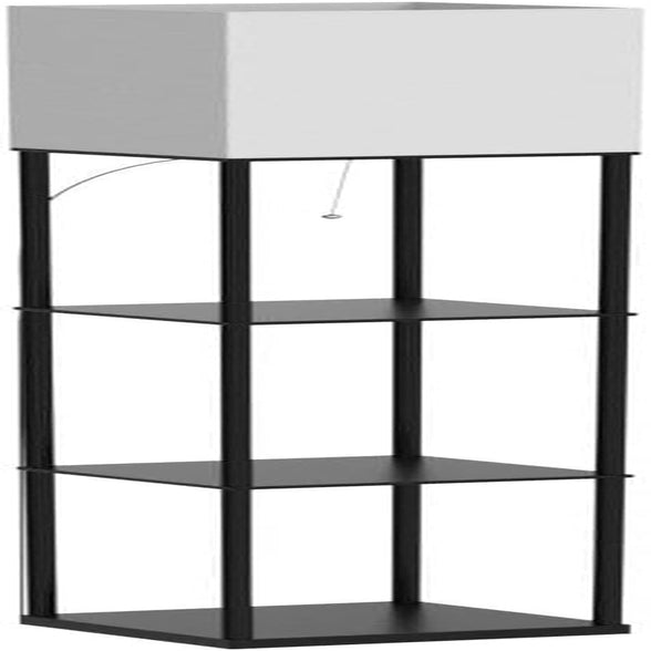 Floor Lamp with Shelves, Modern Square Standing Lamp with 3 Color Temperature Bulb, Corner Display Bookshelf Lamp for Living Room and Bedroom(Black)