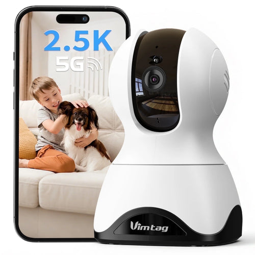 2.5K 5G/2.4Ghz Wifi Pet/Dog/Cat Camera with Phone App, 360° Pan/Tilt Indoor Security Cameras for Home Security, Night Vision, Motion Tracking, 2-Way Audio, Cloud & SD Card Storag, Wired